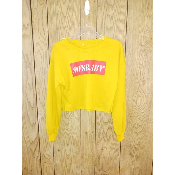 90's Baby Mustard Yellow Long Sleeve Sweater - Picture 3 of 4